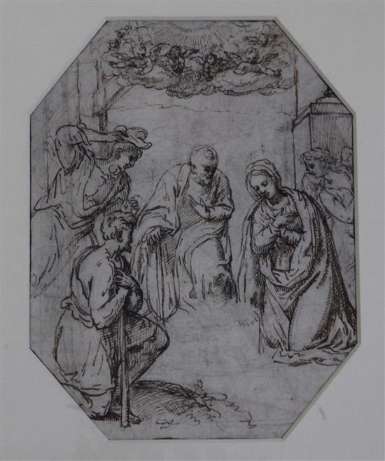 Old Master Adoration of the Virgin 8 x 6.5in. unframed